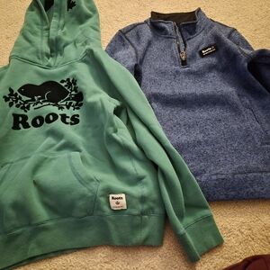 Roots Kids Green Hoodie and Blue Pullover